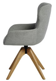 Moderner grauer Stuhl mit Holzbeinen, Seitenansicht