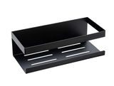 Schwarze Wandablage Meleto aus Metall mit schlichten Linien, seitliche Perspektive