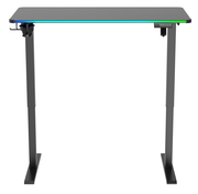 Moderner E-Gaming Tisch mit höhenverstellbaren Beinen, frontal betrachtet.