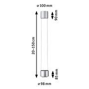 Schienenpendel Aldan, zylindrische Form, silberne Endkappen, Höhenverstellbar von 20 bis 150 cm, seitliche Ansicht