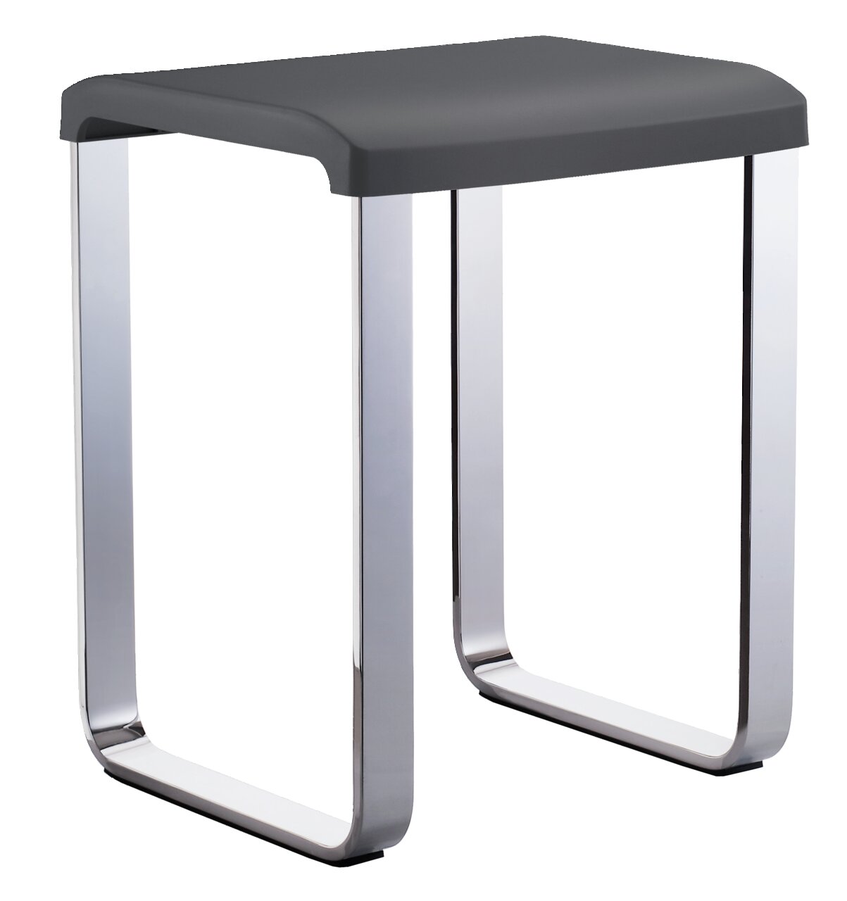 Smedbo Duschhocker LIVING Moderner Duschhocker mit schwarzer Sitzfläche und verchromten Beinen, seitliche Perspektive