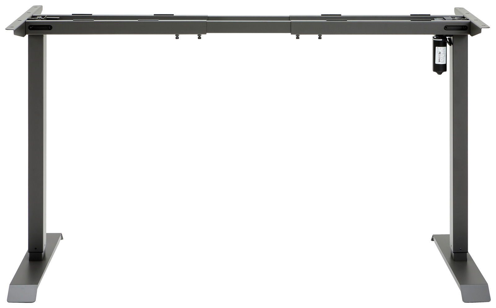 Elektrisches Fußgestell in Frontalansicht, robustes Design mit verstellbarer Höhe.