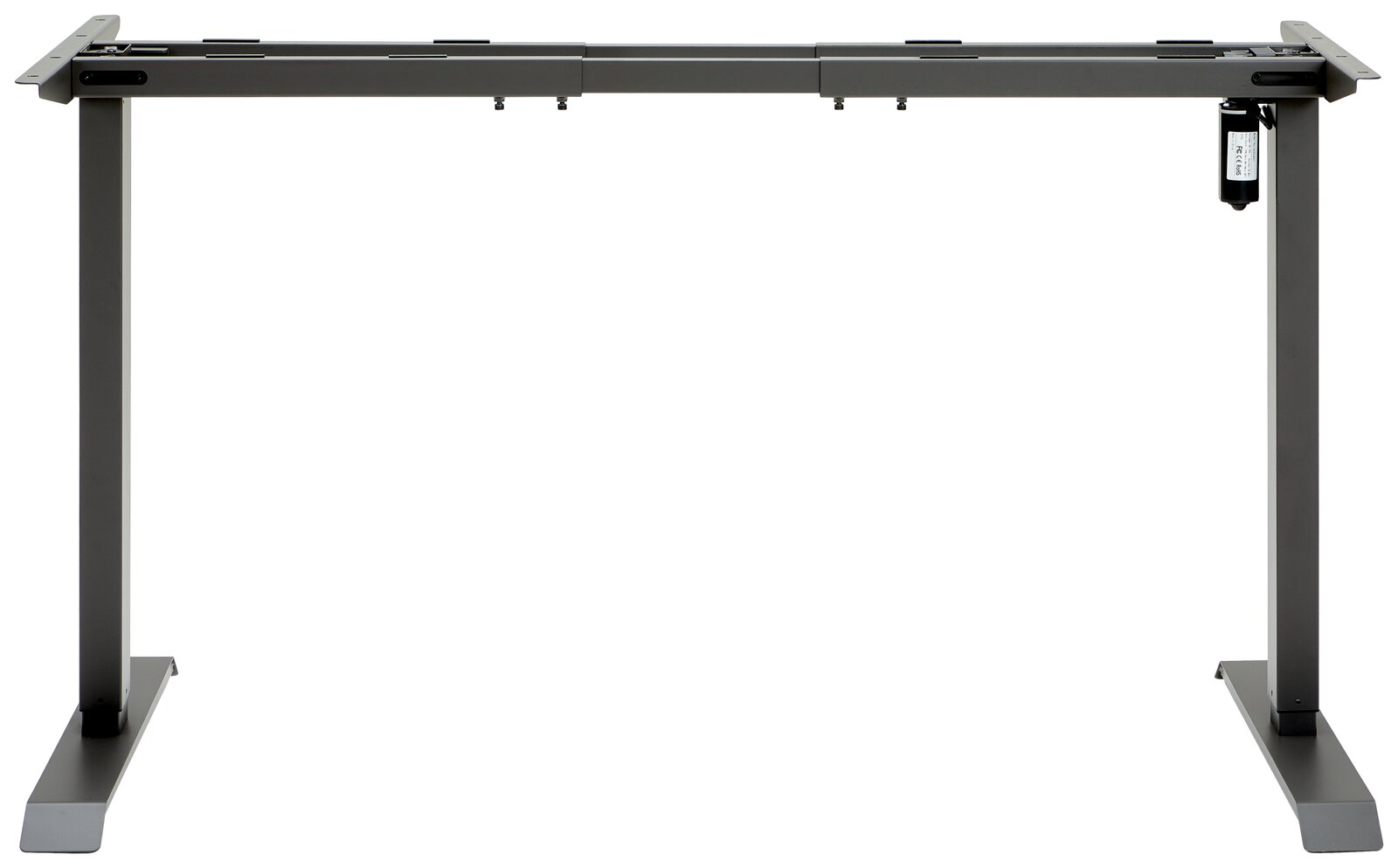 Elektrisches Fußgestell in Frontalansicht, robustes Design mit verstellbarer Höhe.