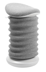Grauer Aktiv-Sitzhocker mit wellenförmigem Design, seitliche Perspektive