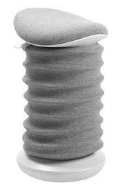 Grauer Aktiv-Sitzhocker mit wellenförmigem Design, seitliche Perspektive