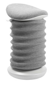 Grauer Aktiv-Sitzhocker mit wellenförmigem Design, seitliche Perspektive