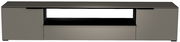 Frontansicht eines modernen, grauen XL TV-Lowboards der Serie BORMIO mit zwei Türen und einem offenen Fach in der Mitte.