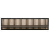 Wandboard mit schwarzem Rahmen und vertikalen Holzelementen, frontale Ansicht