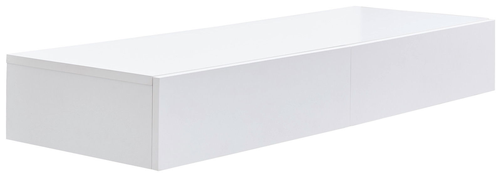 Weiße Wandkonsole in rechteckiger Form, seitliche Perspektive