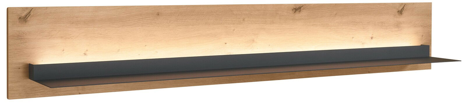 Wandboard aus Holz mit integrierter Beleuchtung, seitliche Perspektive