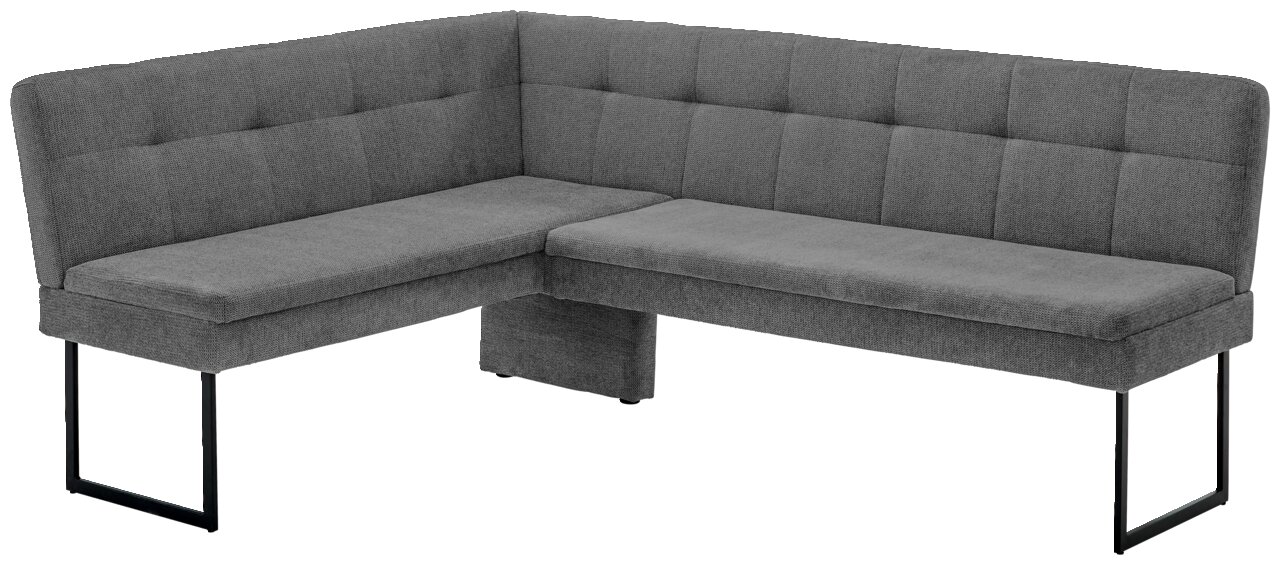 Novel Eckbank QUICK Graue Eckbank mit modernem Design, seitliche Perspektive