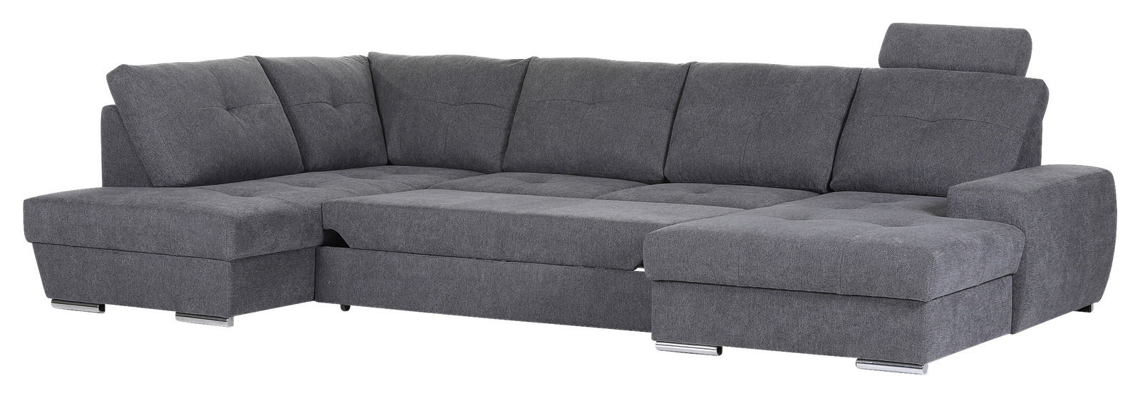 Graues Ecksofa mit Ottomane, Ansicht von vorne rechts