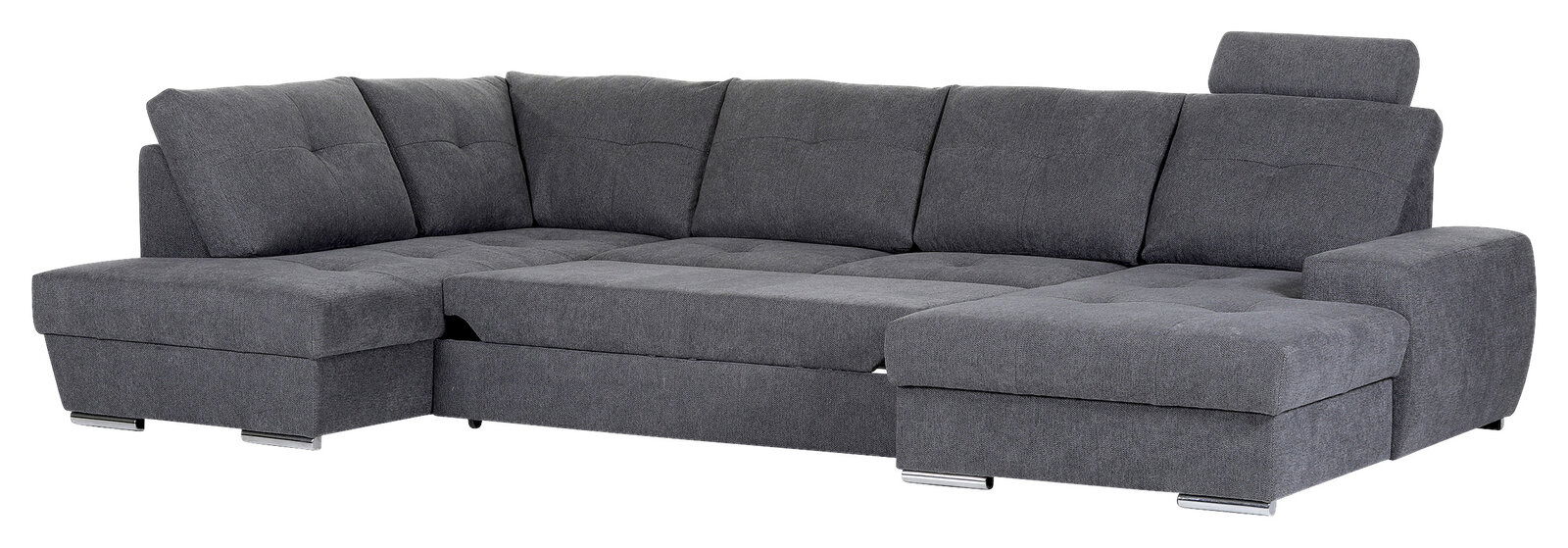 Graues Ecksofa mit Ottomane, Ansicht von vorne rechts