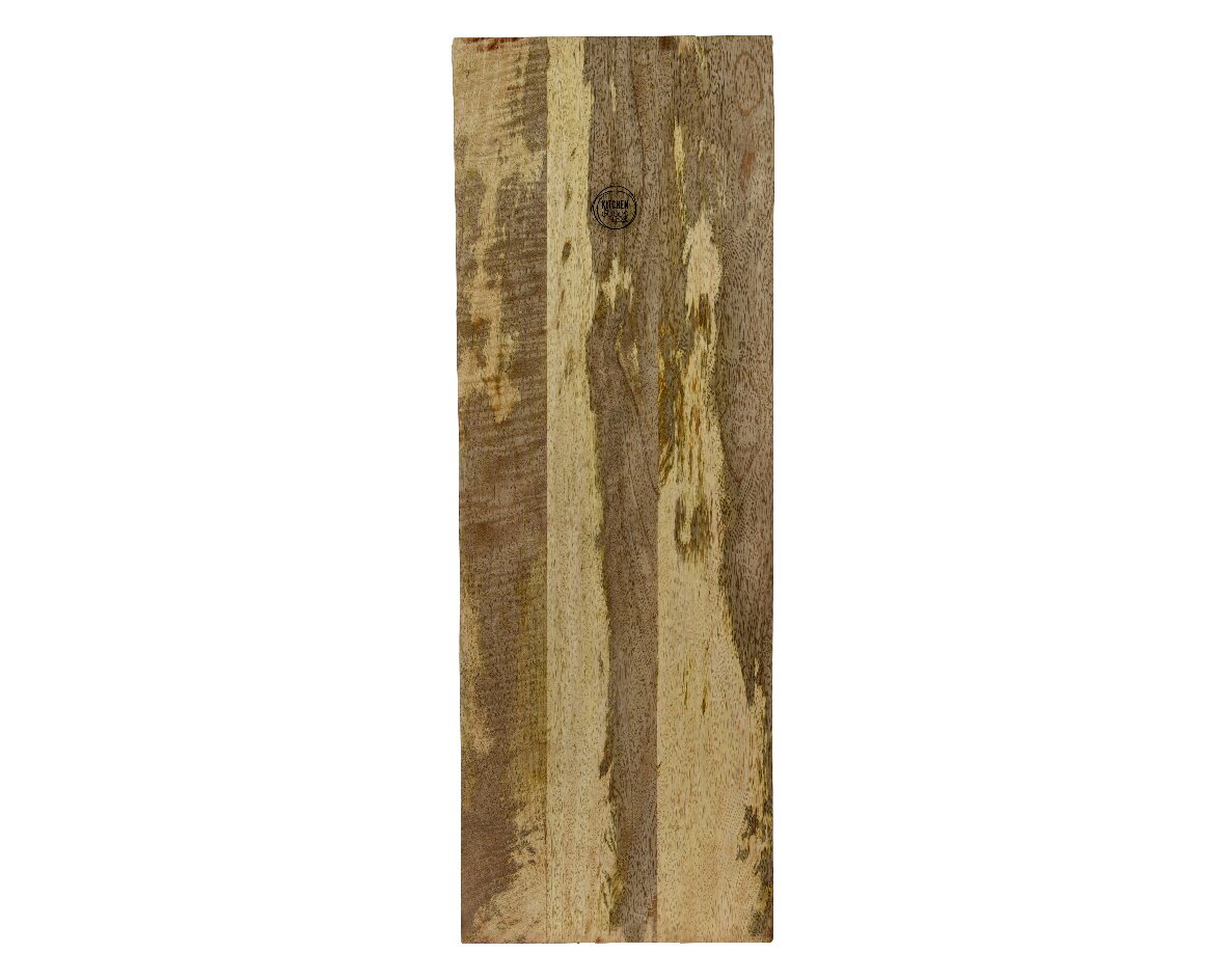 Rechteckiges Holztablett mit natürlicher Maserung, von oben betrachtet.