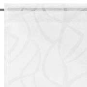 Weißer Fertigvorhang mit dezentem Muster, Nahaufnahme von oben links