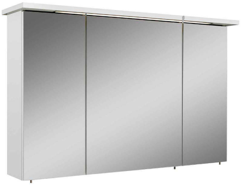 Moderner Spiegelschrank mit drei Türen, seitliche Perspektive