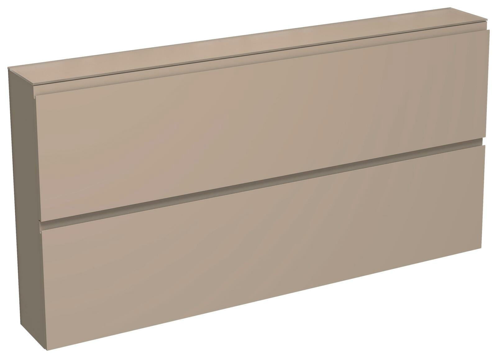 Moderano XL-Hängeschuhschrank LECCO in seitlicher Perspektive, zweifarbige Front mit zwei Klappen.