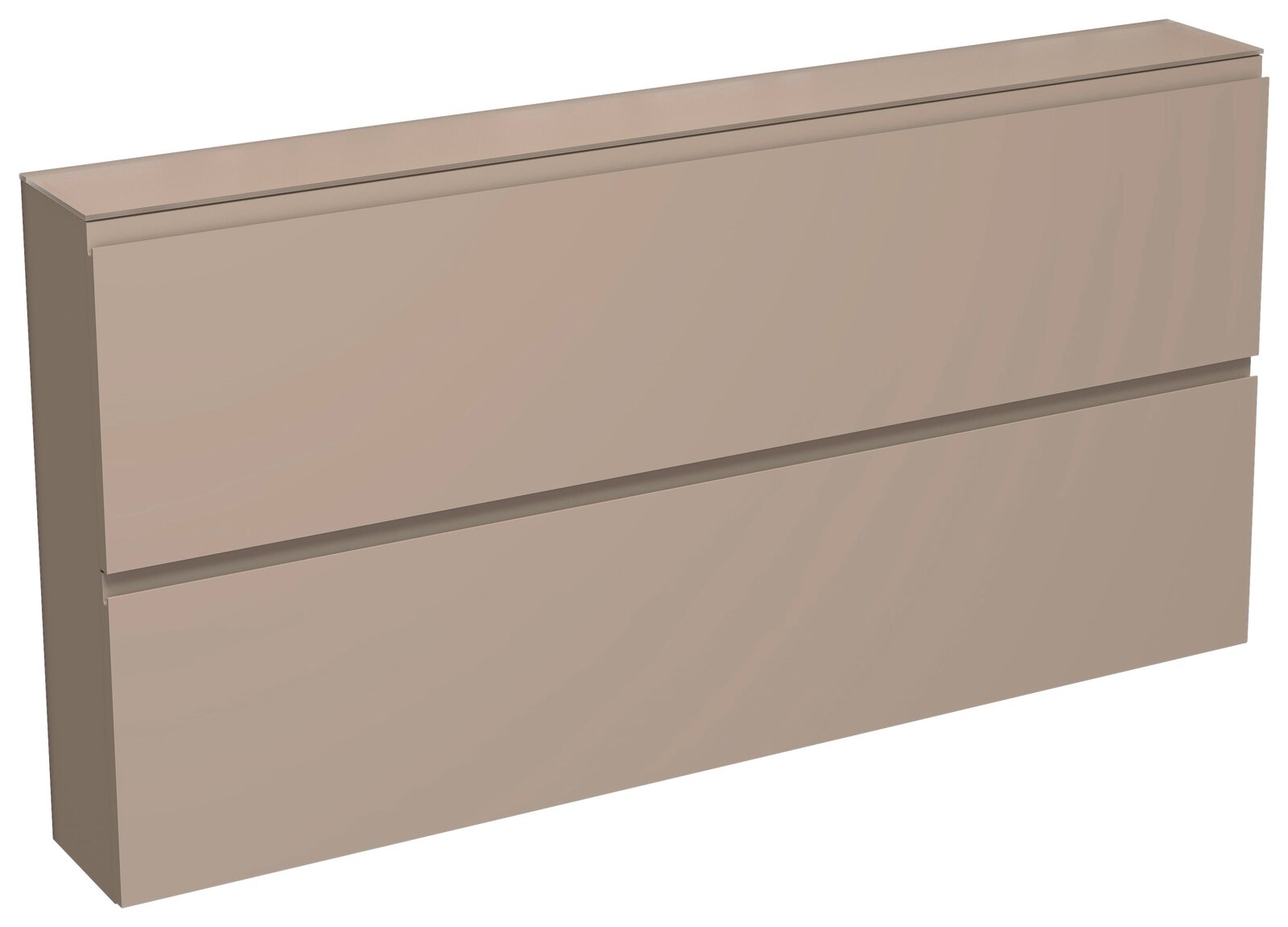 Moderano XL-Hängeschuhschrank 2K-T22 LECCO Moderano XL-Hängeschuhschrank LECCO in seitlicher Perspektive, zweifarbige Front mit zwei Klappen.