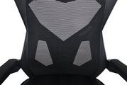 Rückansicht eines Gaming-Stuhls mit ergonomischem Design und atmungsaktivem Netzrücken.