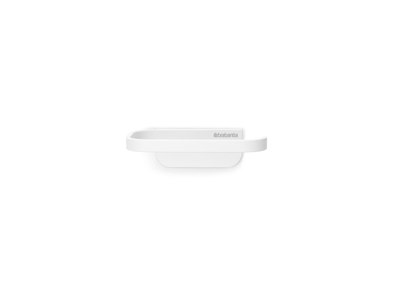 Weißer Toilettenpapierhalter von Brabantia, seitliche Perspektive
