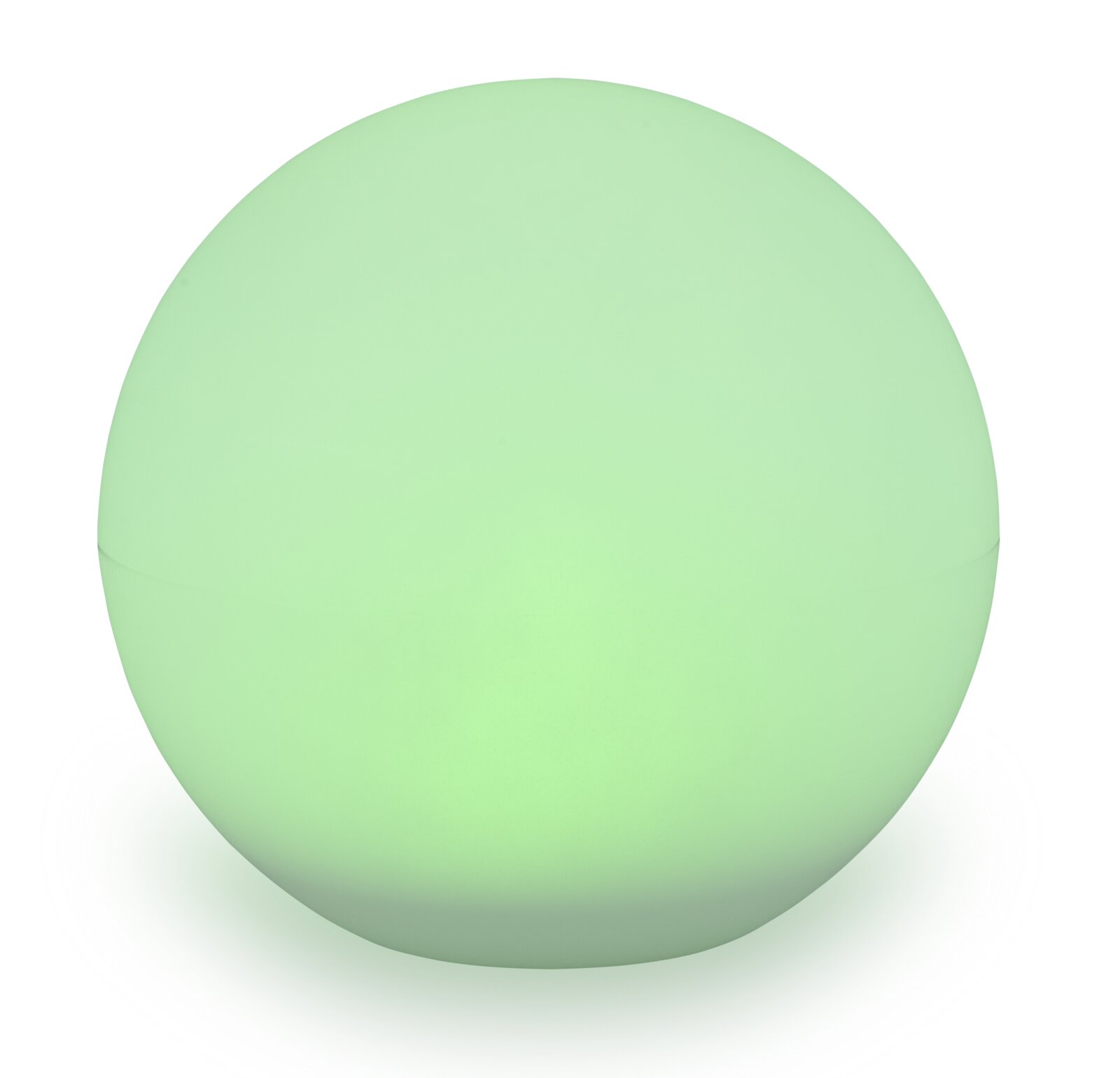 Grüne kugelförmige Solarleuchte, frontal betrachtet