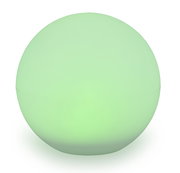 Grüne kugelförmige Solarleuchte, frontal betrachtet