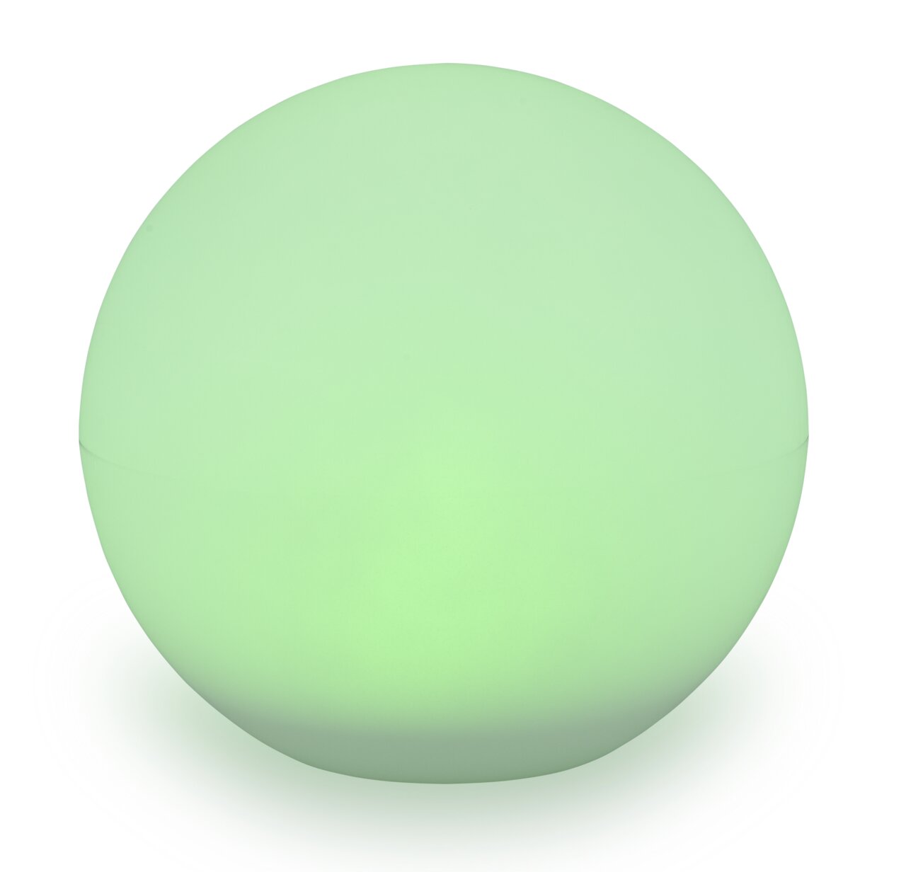 Grüne kugelförmige Solarleuchte, frontal betrachtet