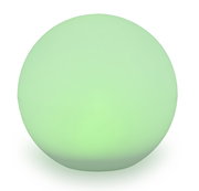 Grüne kugelförmige Solarleuchte, frontal betrachtet