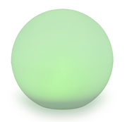 Grüne kugelförmige Solarleuchte, frontal betrachtet