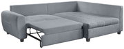 Graues Ecksofa mit ausziehbarem Bett, Perspektive von vorne links