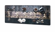 Wandgarderobe mit Kaffeethema, sechs Haken auf rustikalem Holzbrett, Draufsicht