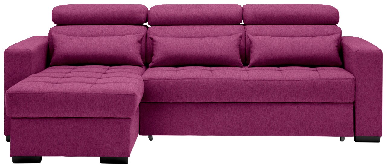 Lila Ecksofa MONSON mit Ottomane links, Vorderansicht