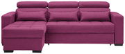Lila Ecksofa MONSON mit Ottomane links, Vorderansicht