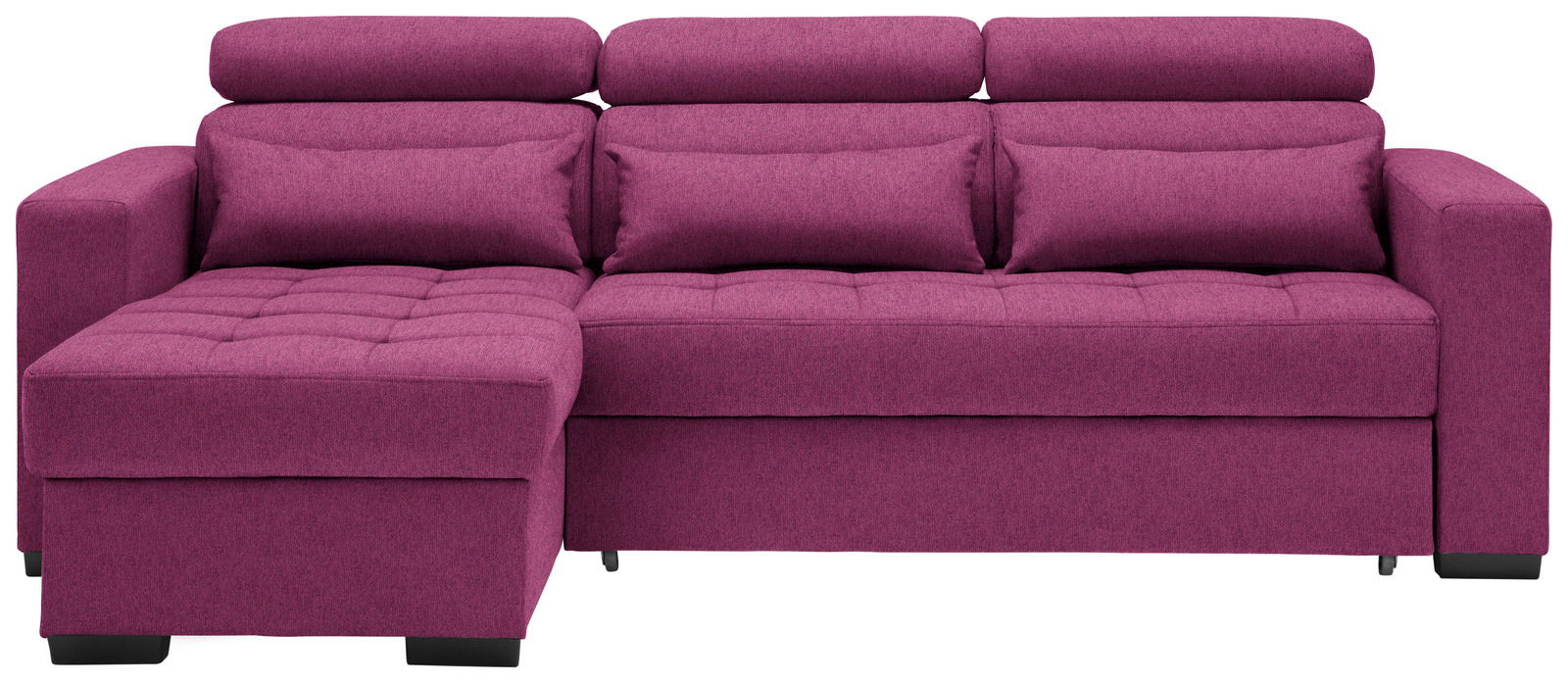 Lila Ecksofa MONSON mit Ottomane links, Vorderansicht
