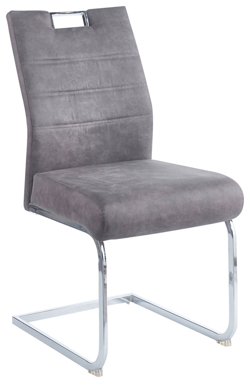 Z2 Schwingstuhl MITCH Grauer Schwingstuhl mit verchromtem Gestell, seitliche Perspektive