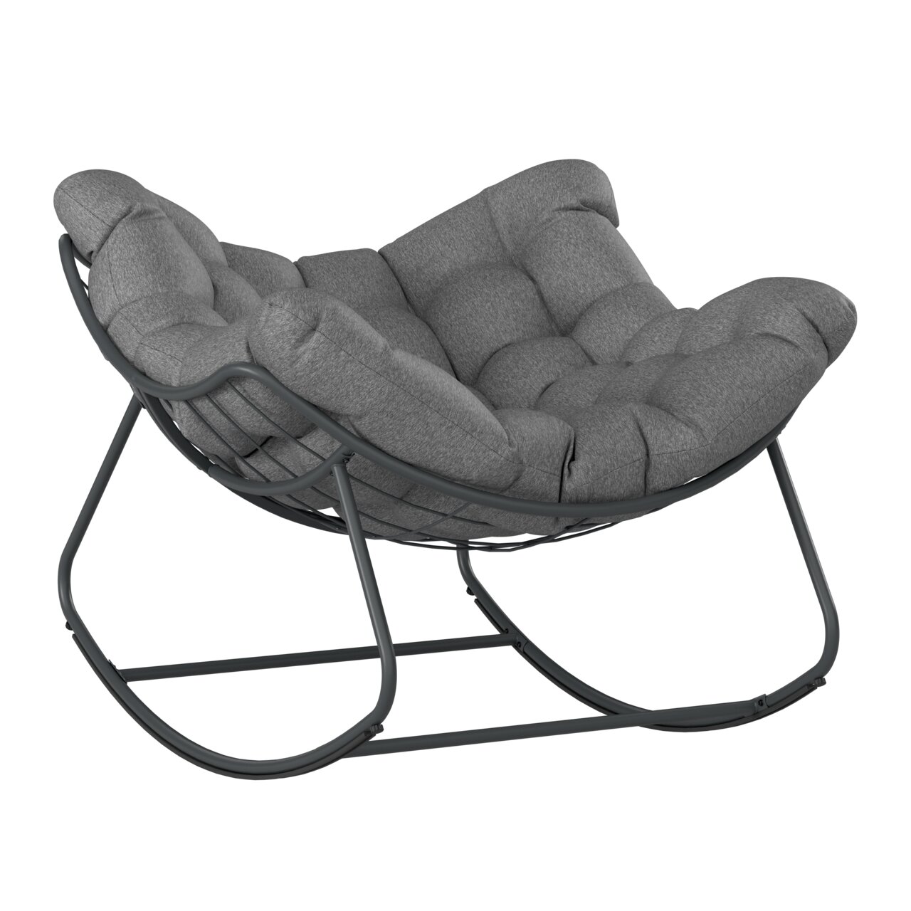 Ambia Garden Schaukelsessel FARO Grauer Schaukelsessel mit gepolstertem Sitz und Metallrahmen, seitliche Perspektive