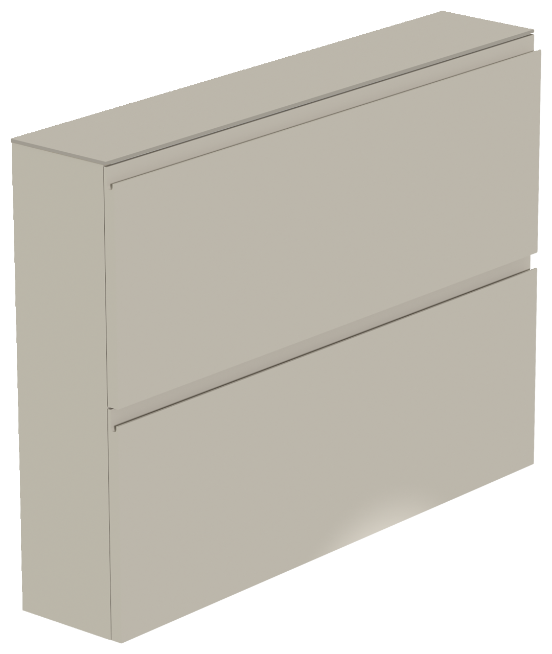 Moderano Hängeschuhschrank LECCO Beigefarbener Hängeschuhschrank mit zwei Klappen, seitliche Perspektive