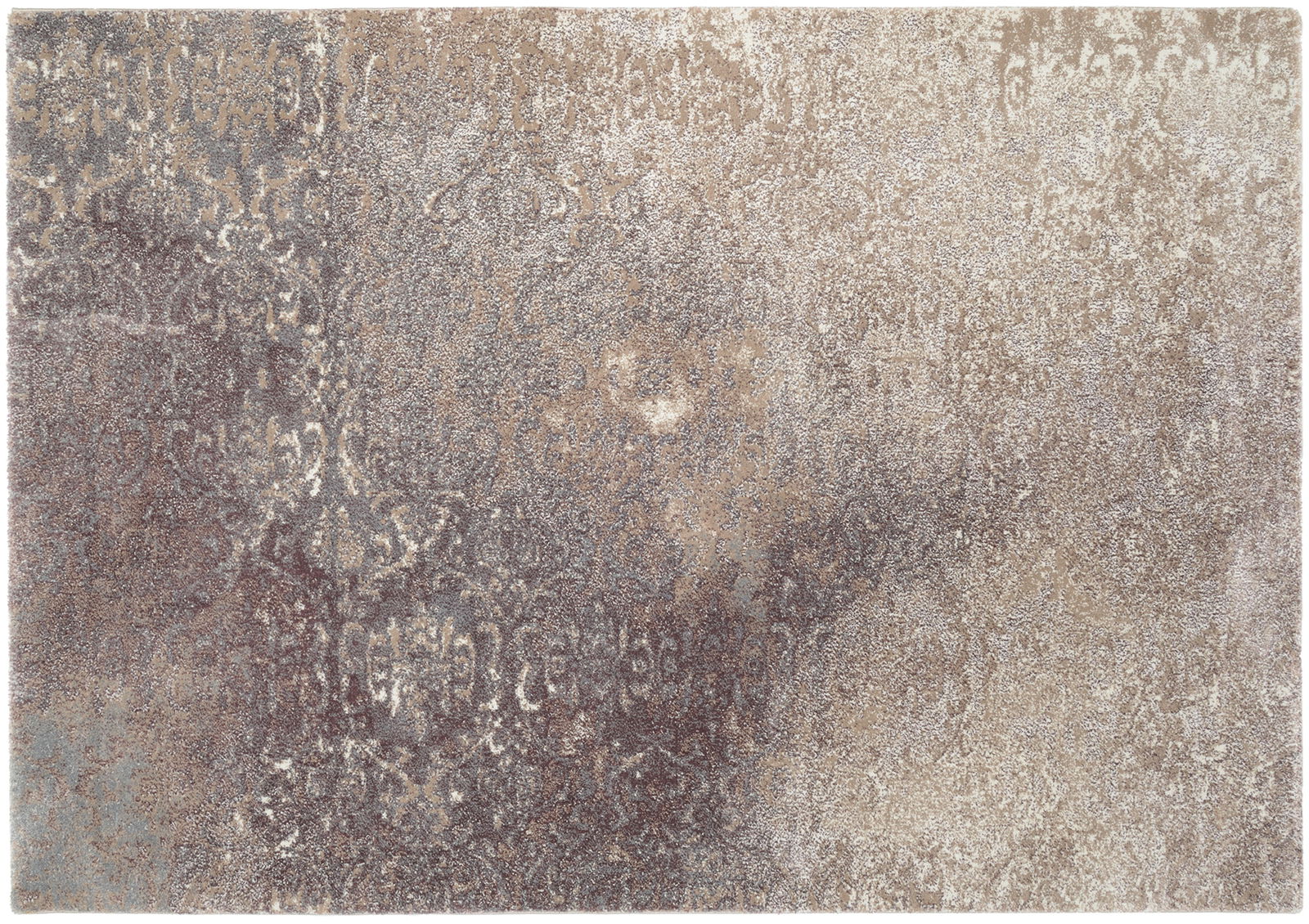 Designer Teppich in neutralen Erdtönen mit abstraktem Muster, Draufsicht