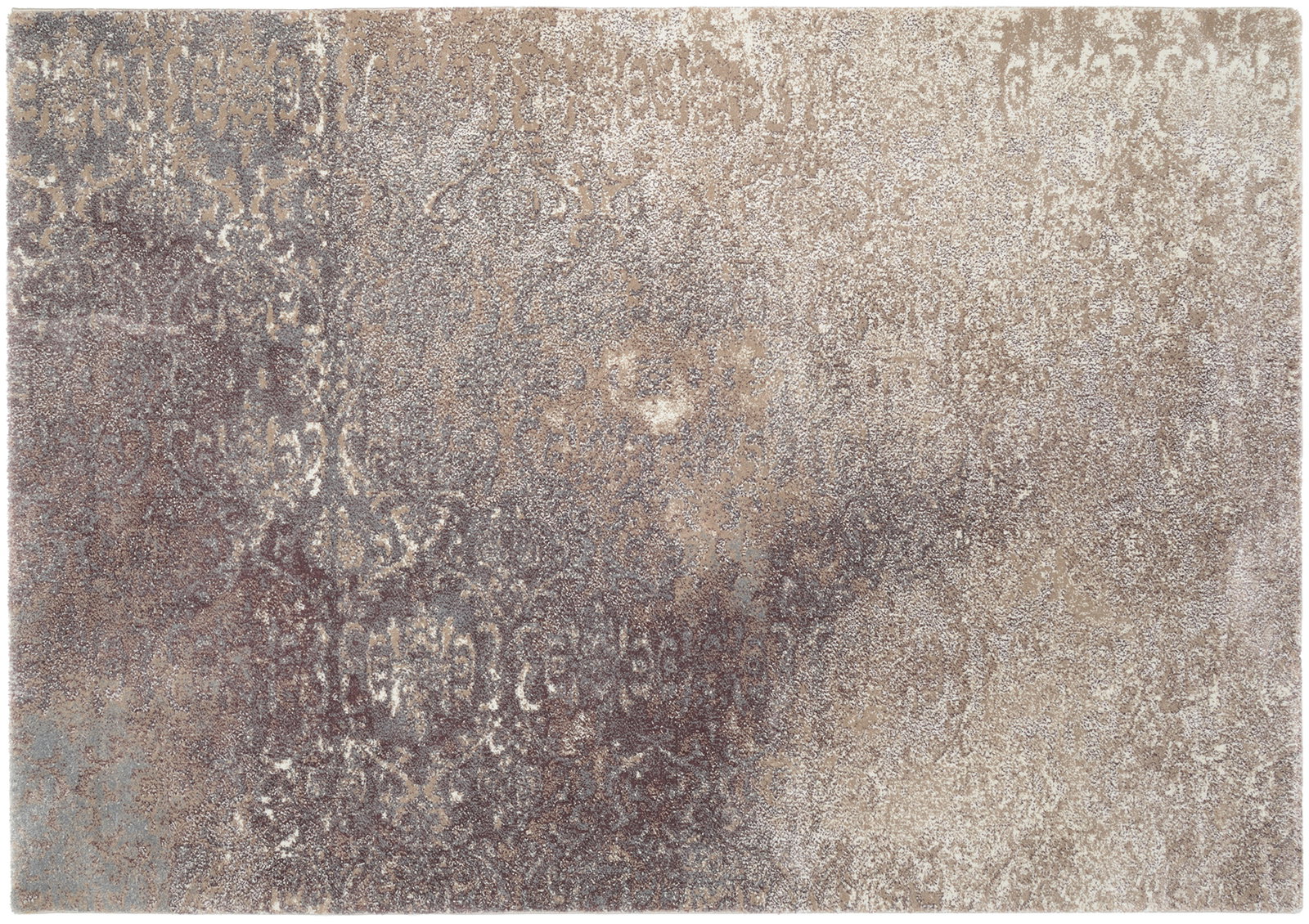 Designer Teppich in neutralen Erdtönen mit abstraktem Muster, Draufsicht