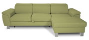 Groene hoekbank TIM met poef, vooraanzicht