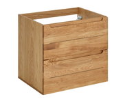 Waschtischunterschrank aus Holz mit zwei Schubladen, seitliche Perspektive