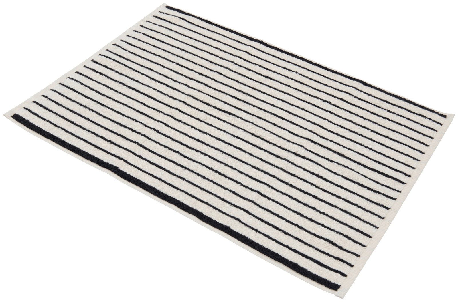 Dieter Knoll Badematte Badematte mit schwarzen Streifen auf weißem Hintergrund, schräg von oben fotografiert