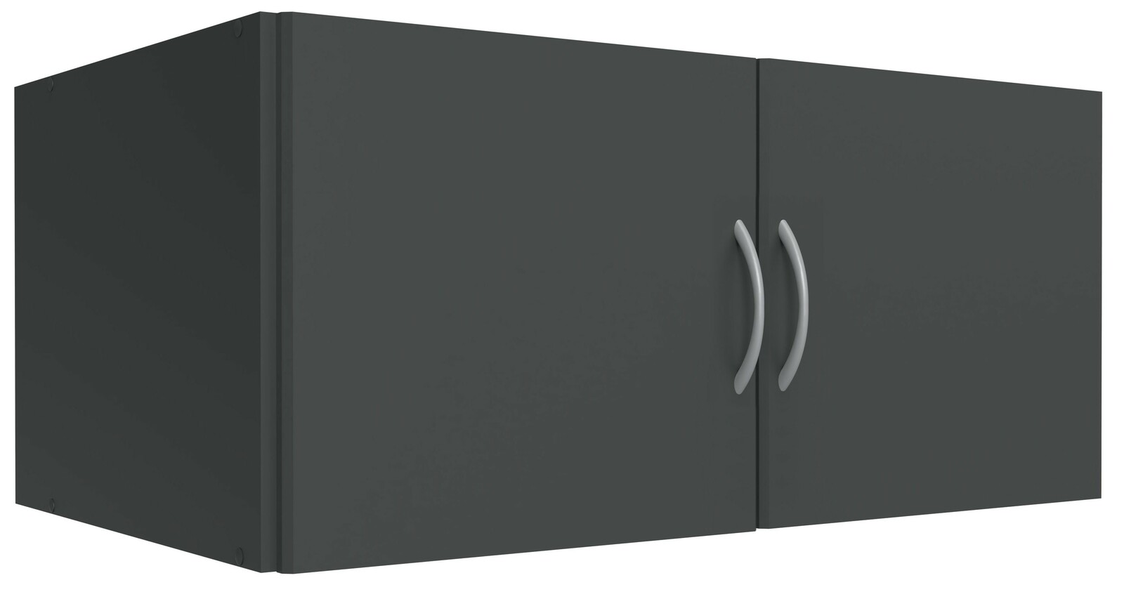 XORA Hängeschrank MULTIRAUMKONZEPT Hängeschrank in dunklem Grau mit zwei Türen und silbernen Griffen, seitliche Perspektive