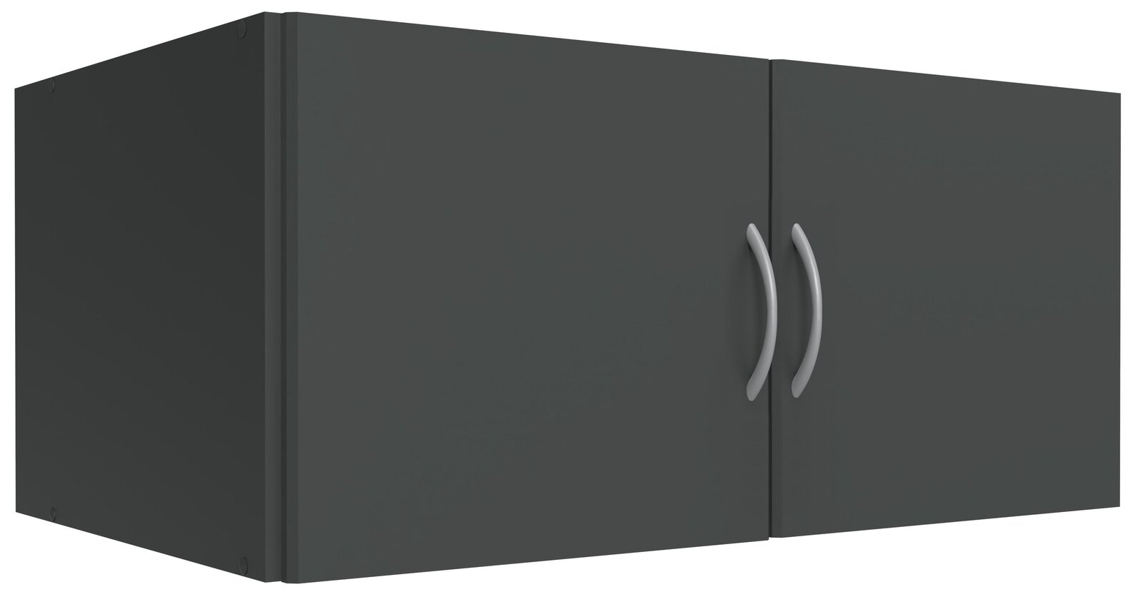 XORA Hängeschrank MULTIRAUMKONZEPT Hängeschrank in dunklem Grau mit zwei Türen und silbernen Griffen, seitliche Perspektive