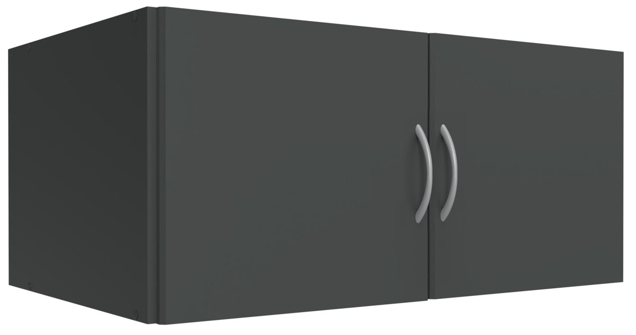 XORA Hängeschrank MULTIRAUMKONZEPT Hängeschrank in dunklem Grau mit zwei Türen und silbernen Griffen, seitliche Perspektive