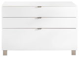 Weißes Sideboard mit drei Schubladen, frontale Ansicht