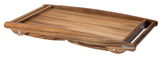 Holz-Betttablett mit flachem Design, seitliche Perspektive