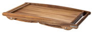 Holz-Betttablett mit flachem Design, seitliche Perspektive