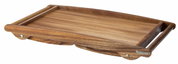 Holz-Betttablett mit flachem Design, seitliche Perspektive