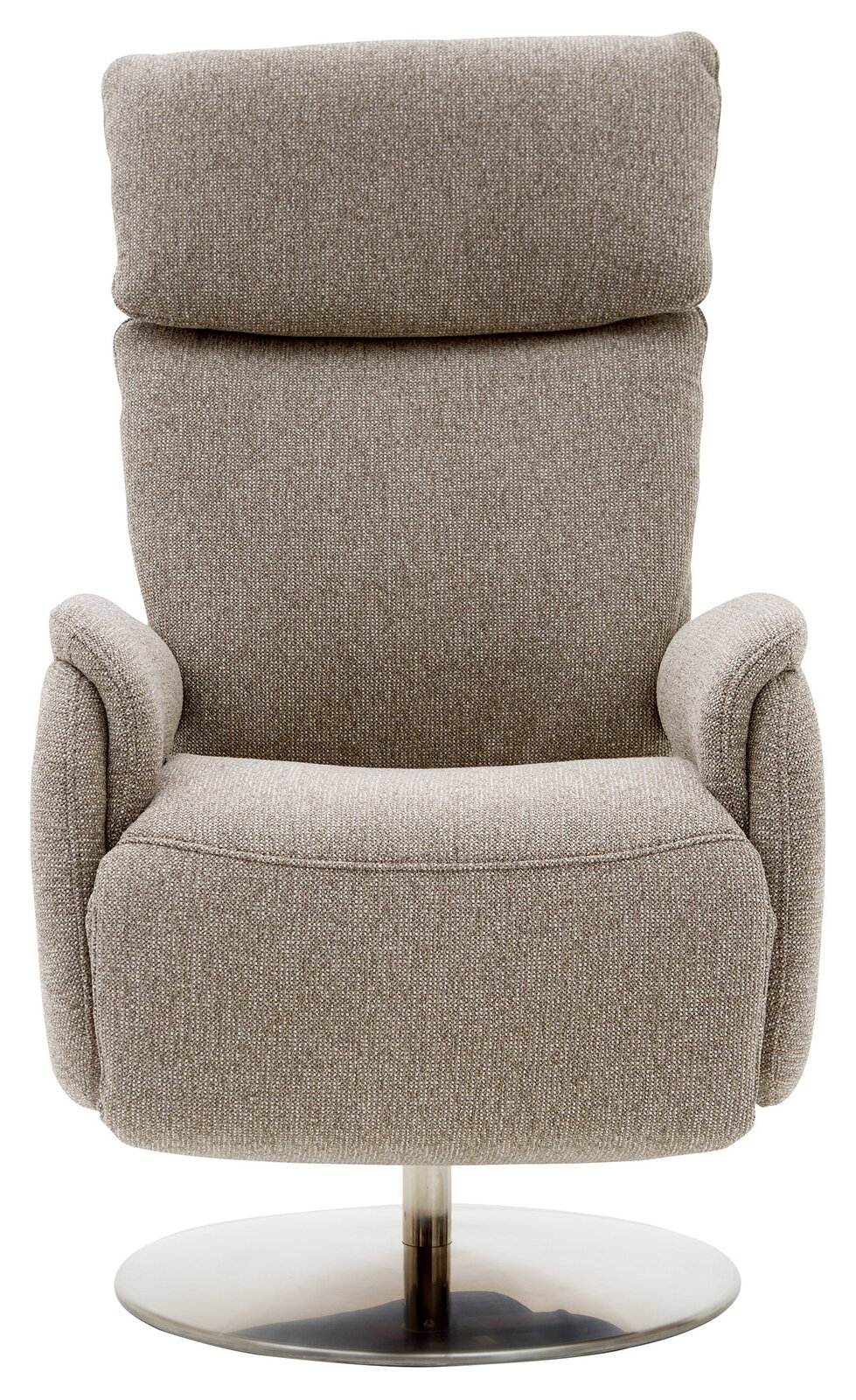 Bequemer Fernsehsessel in grauem Stoff, Frontalansicht